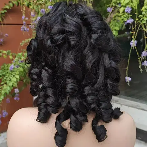 Spiral Curly Human Hair Wig 4X4 Transparent Lace Wig Loose Bouncy 18 22 inch 300% Density for Women