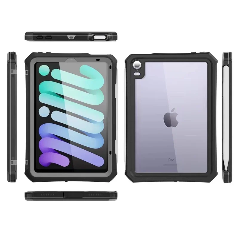 For iPad Mini 6 7 A17 Pro 2024 Case Waterproof TPU +PC Bracket Powerful 360 Degree All-inclusive Kickstand Cover With Pen Slot