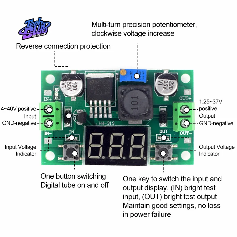 DC-DC LM2596S DC-DC Buck Step Down Module DC/DC 4.0~40V to 1.25-37V Adjustable Voltage Regulator With LED Voltmeter Power Supply