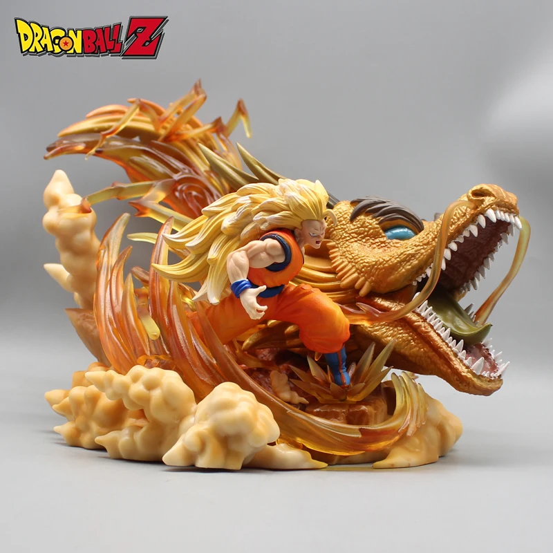 Dragon Ball Anime Figure Gk Son Goku Shenron Action Figures 21cm Super Saiyan 3 Pvc Statue Figurine Model Doll Collection Toys