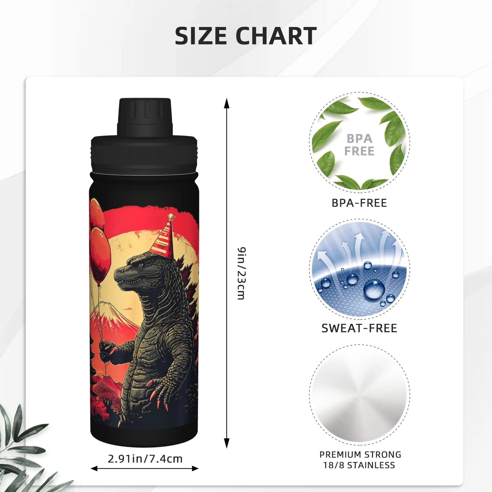 Monster G-Godzillas 18OZ Sports Insulated Kettle Kaiju Thermal Cup Vacuum Flask School Mug Hot Cold Drink - view 4