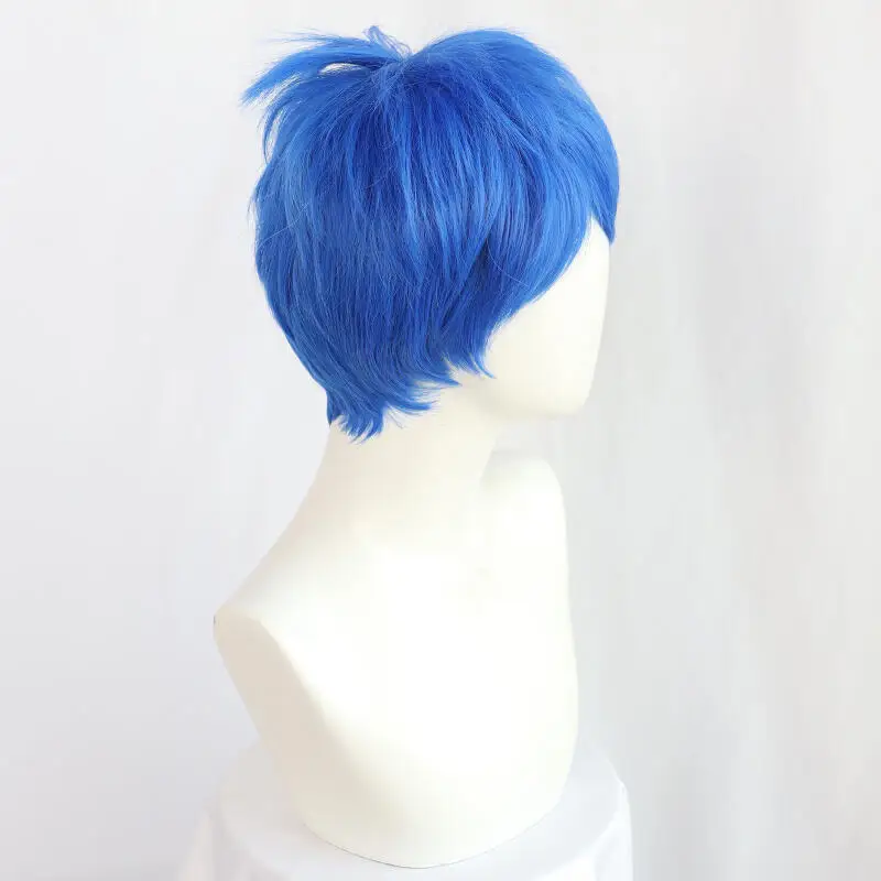 Anime Short Bob With Bangs Cosplay Wig Boy Girl Blue Green Heat Resistant Synthetic Fiber Wig For Halloween Role Play Daily Prop view 4