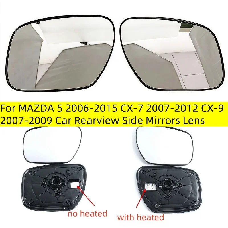 

For MAZDA 5 2006-2015 CX-7 2007-2012 CX-9 2007-2009 Car Rearview Side Mirrors Lens Door Wing Rear View Mirror Glass