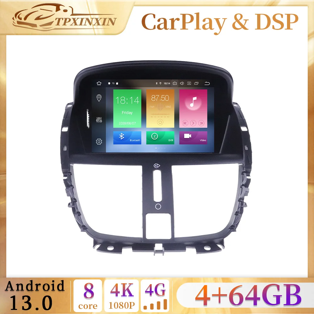 2din CarPlay AutoRadio For Peugeot 207 - 2014 Android 13.0 PX6 Car Auto Radio Multimedia Video Recoder DVD Player Navigation GPS