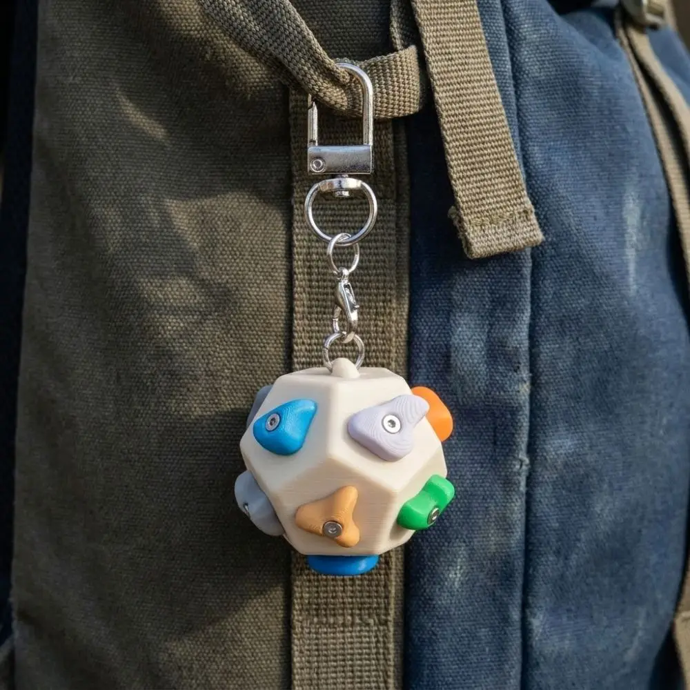 3D Printed Mini Climbing Hold Keychain Handmade Realistic Dodecahedron Boulder Block Charm Colorful Fun Fidget