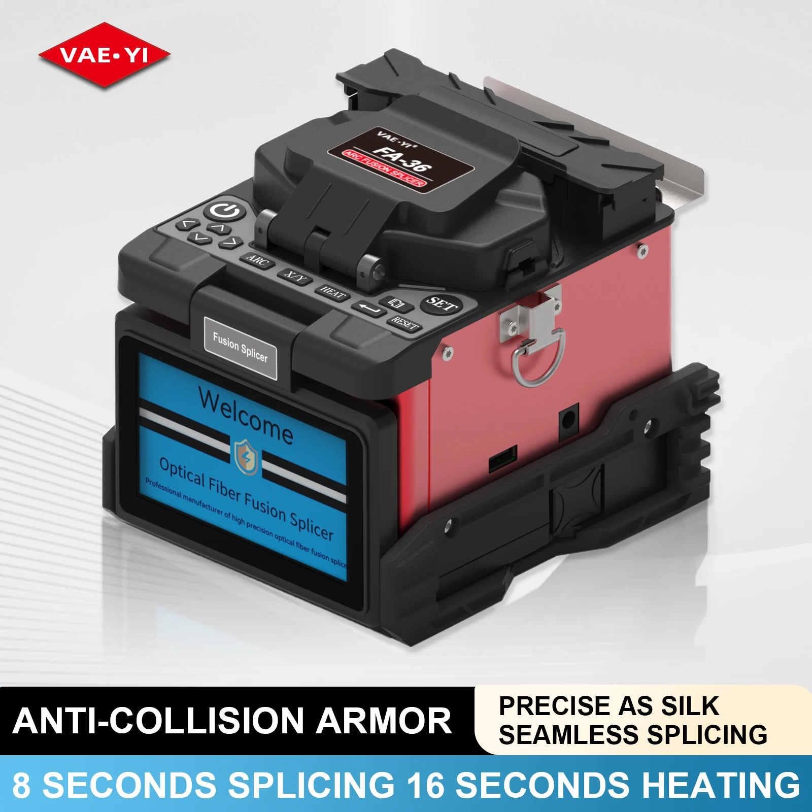 VAEYI Fiber Optic Fusion Splicer Machine Full Set Tool Hot Melt Machine Fully Automatic Multi-language FTTH Fiber Optic