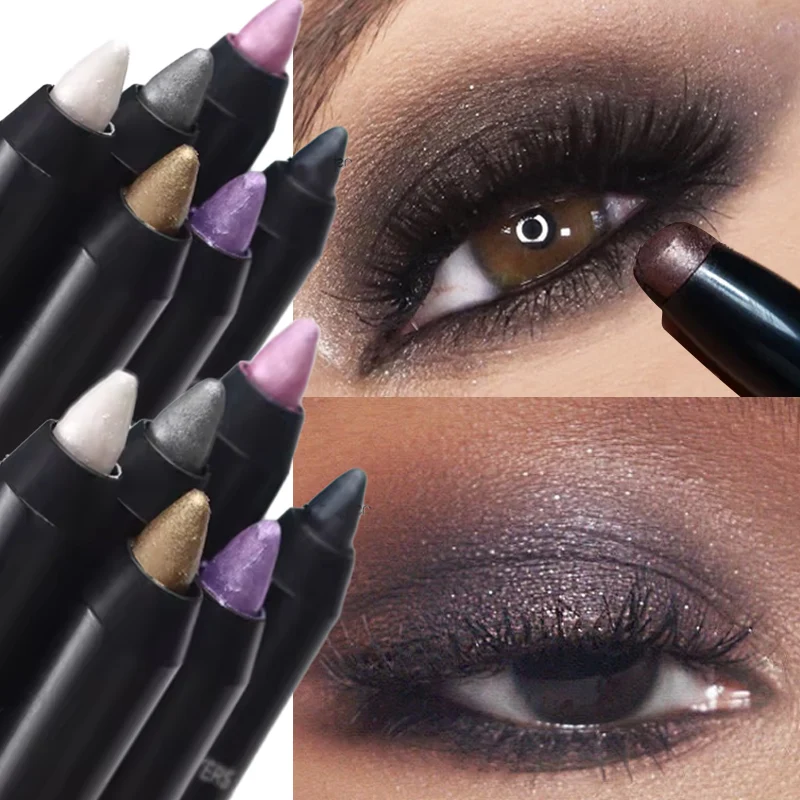 真珠光沢のあるグリッターハイライターアイシャドウペンシル防水長期的な高着色シマーアイライナー横たわっているカイコメイク