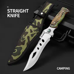 Outdoor multi-function military tactical knife, EDC portable fixed blade, camping survival knife, self-defense knife