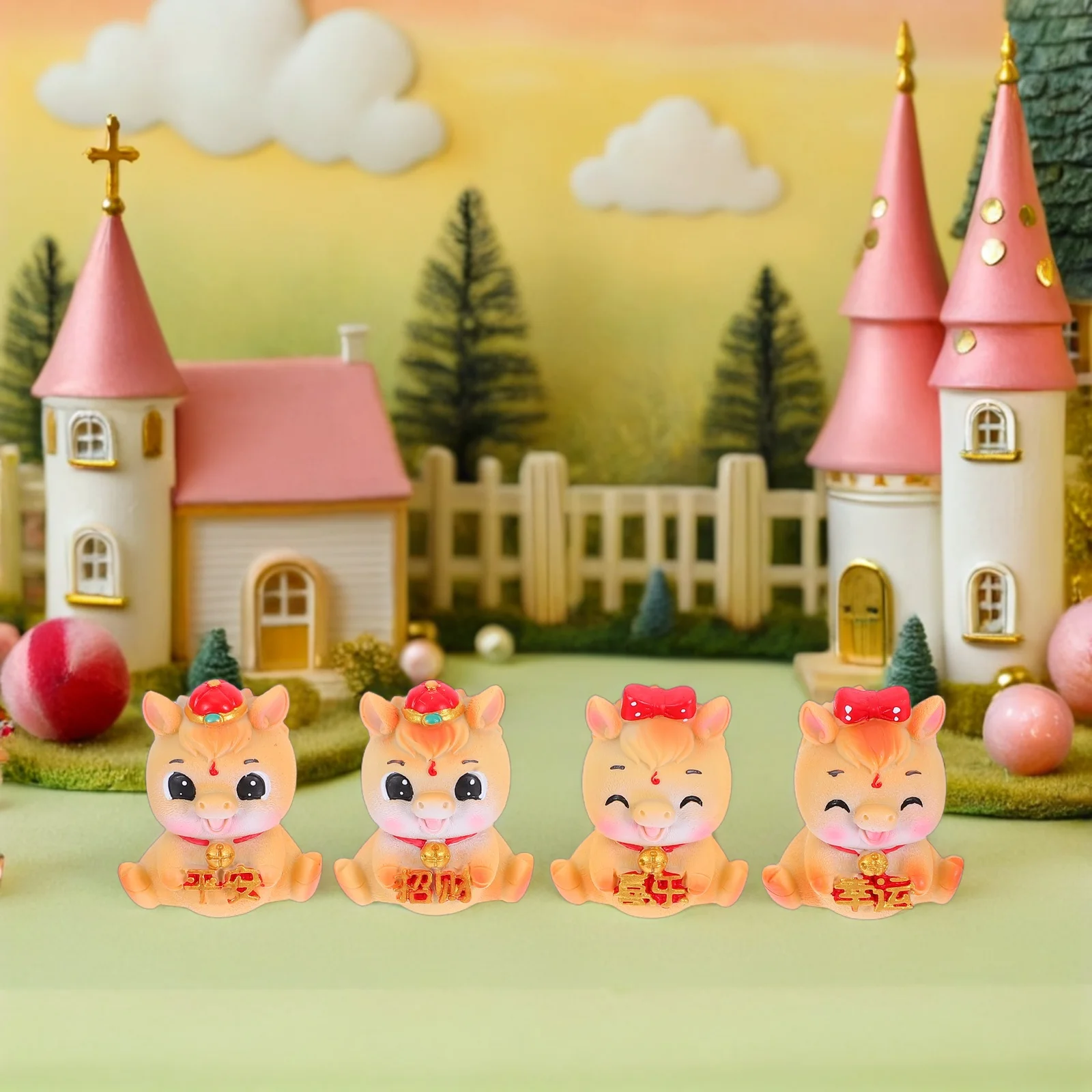 

4Pcs Handcrafted Resin Horse Ornament Set: Symbolic Horse Year Sculptures for Desktop Tabletop Centerpiece Home Office Decor