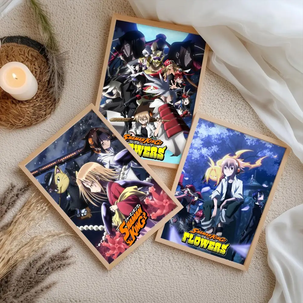 S-Shaman King anime Poster Stickers Self-Adhesive Painting Mural Decor Wall Decals for Bedroom Living Room Home HD Gift
