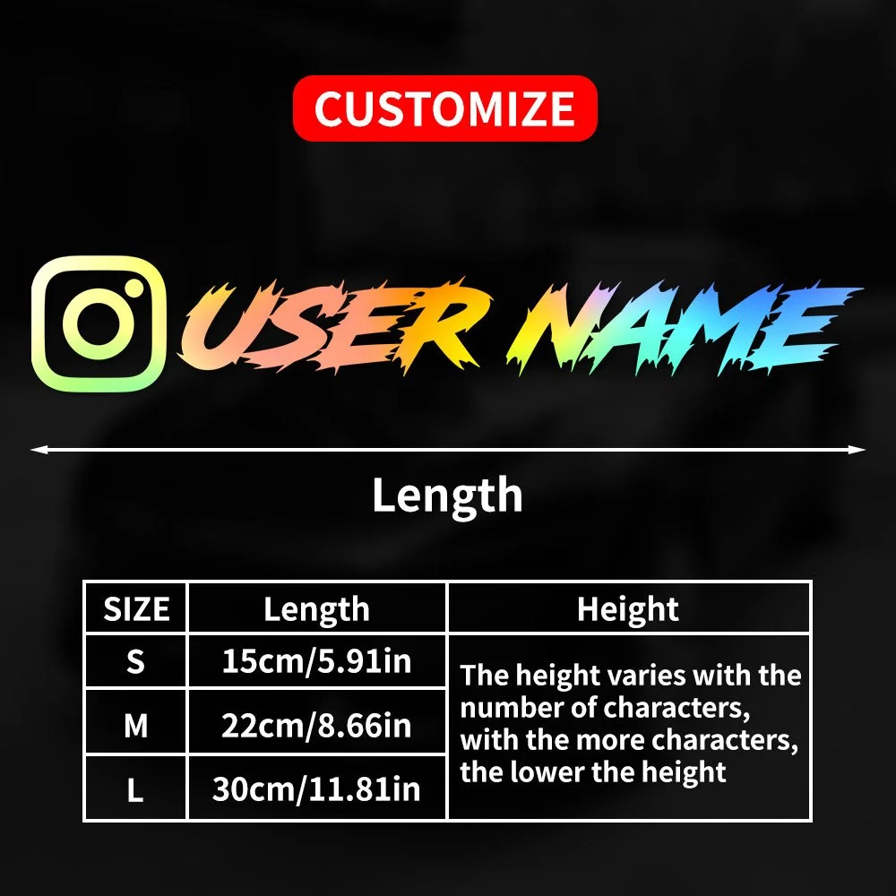 1PC aangepaste autosticker Instagram coole lettertypen waterdicht doe-het-zelf voertuigraam motorfiets fiets scooter helm duurzame vinylstickers