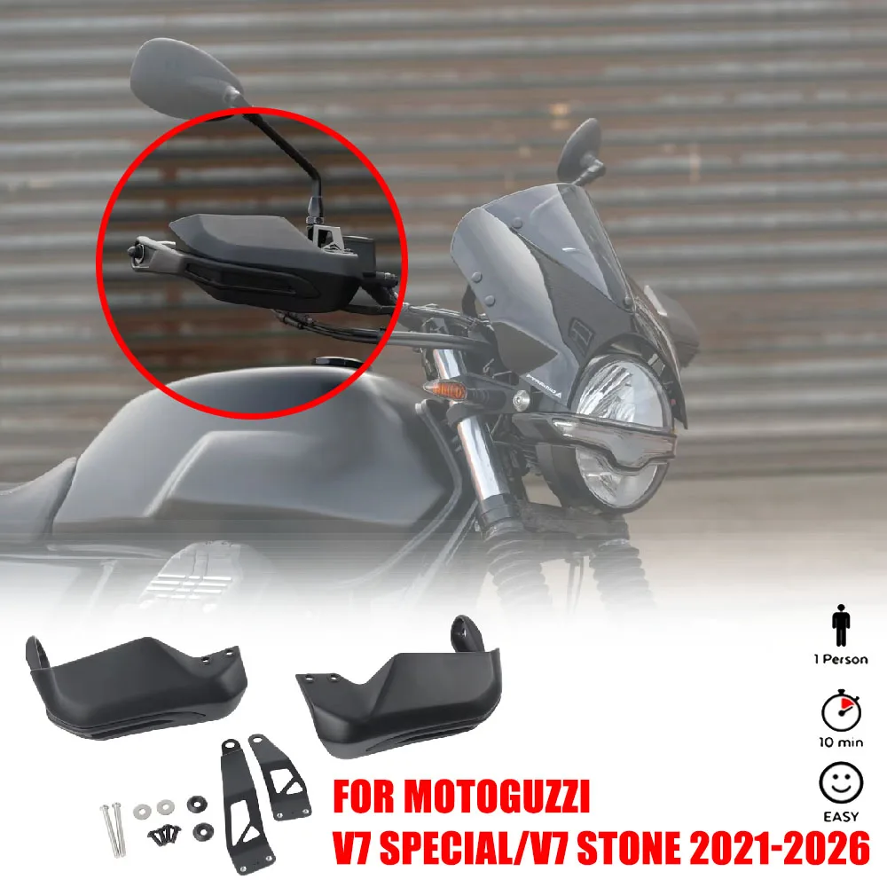 

NewMotorcycle Handguards Windshield Protective Shield Set with Brackets For Moto Guzzi V7 850 Special Stone2021-2026 Accessories