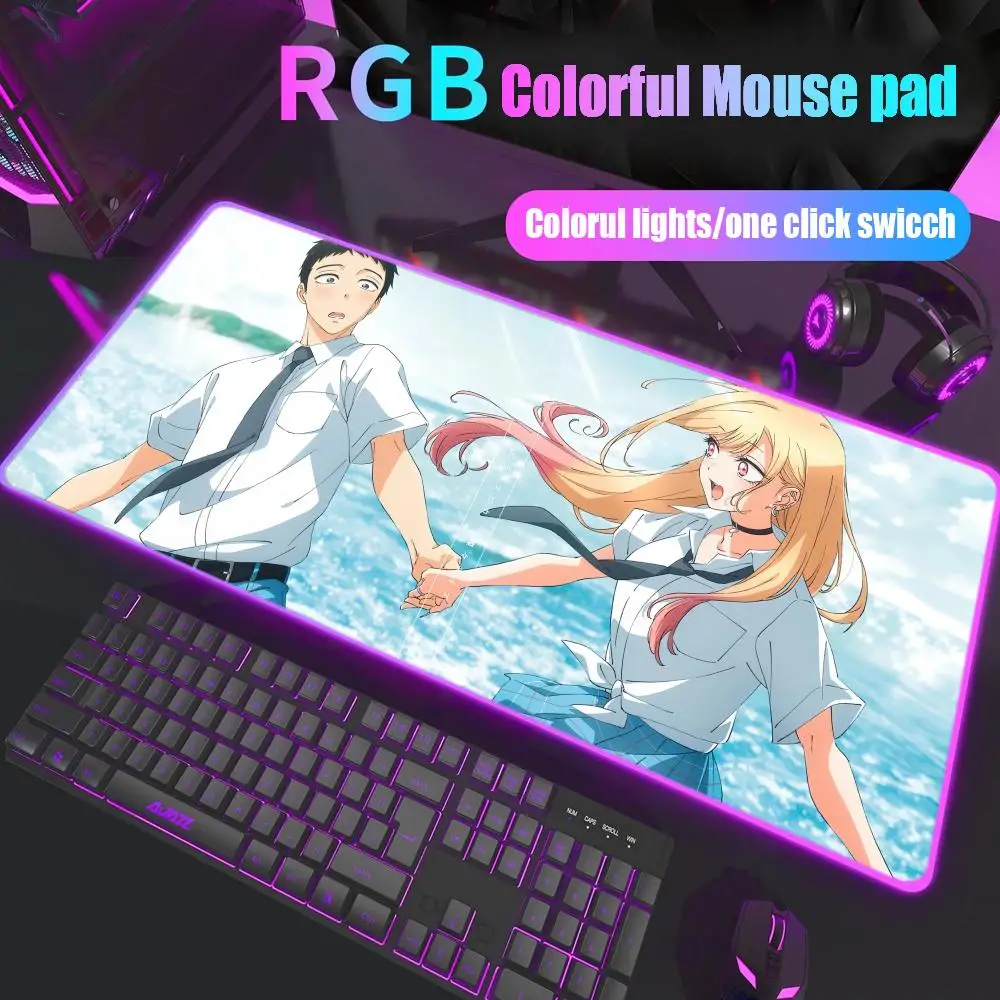 

Sexy Girl Cosplay Mouse Pad Gamer Rgb Desk Mat Back Light Led Mousepad Setup Gaming Accessories Deskmat Big Mousepepad Backlight