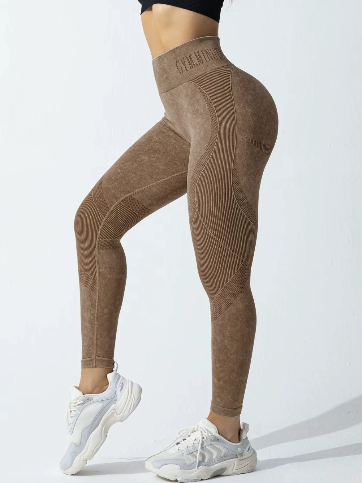 Vrouwen Naadloze Gym Hoge Taille Yoga Broek Hip Lifting Buitensporten Strakke Taille Brief Zand Gewassen Broek Oefening Yoga Legging - afbeelding 1