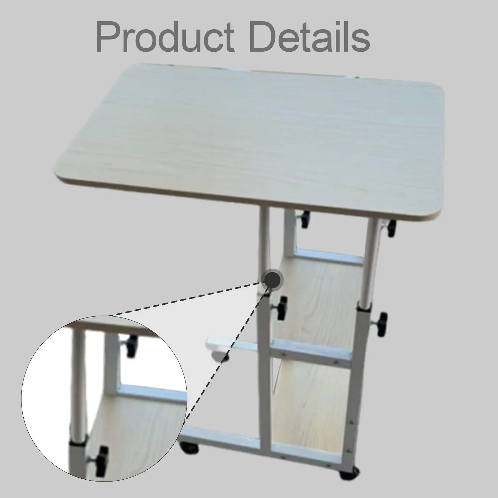 Bedside Table with Wheels, Height Adjustable, Sturdy, Multifunction, Movable, Laptop Side Desk for Living Room Working