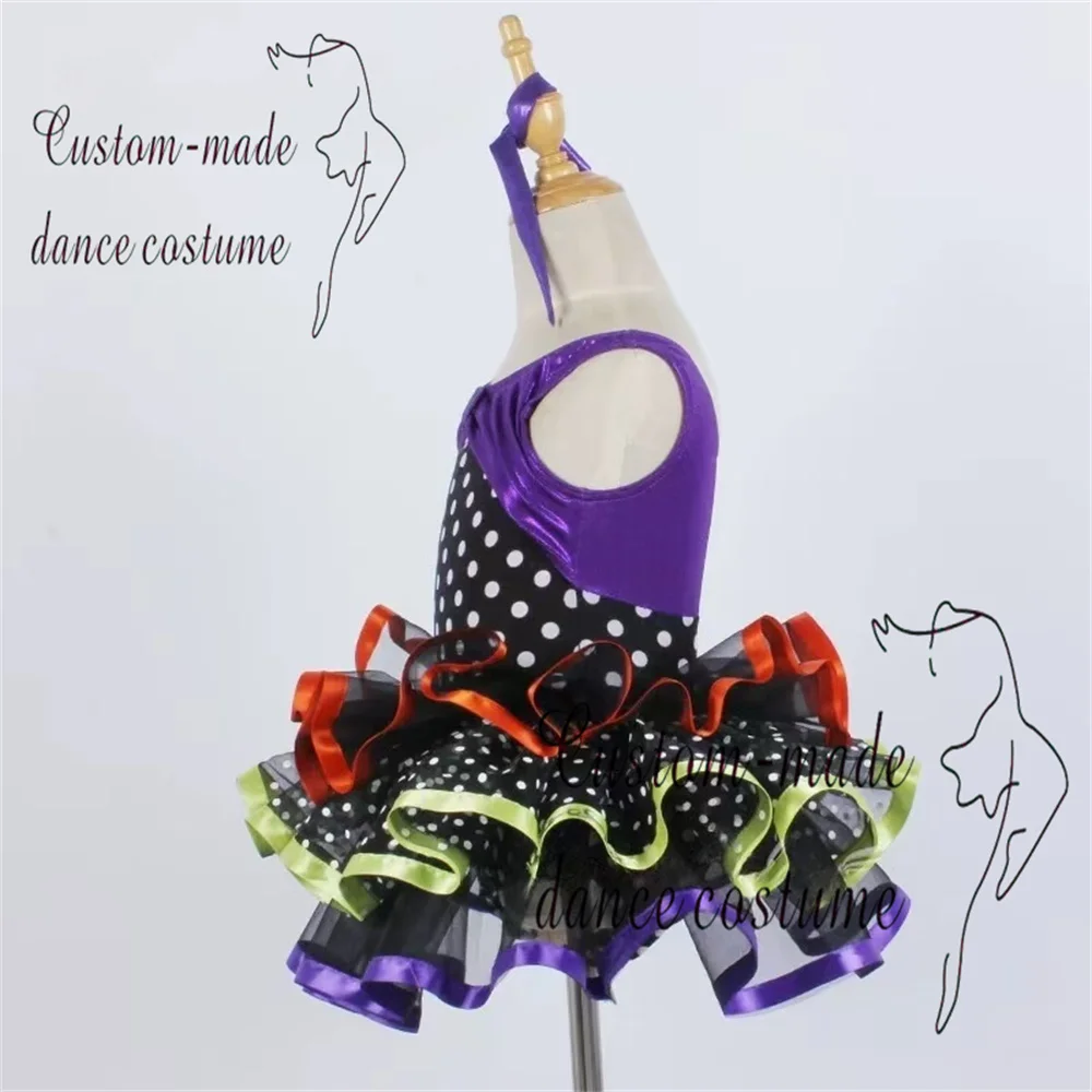 Girl's polka dot black, white, and red playful stage performance dress