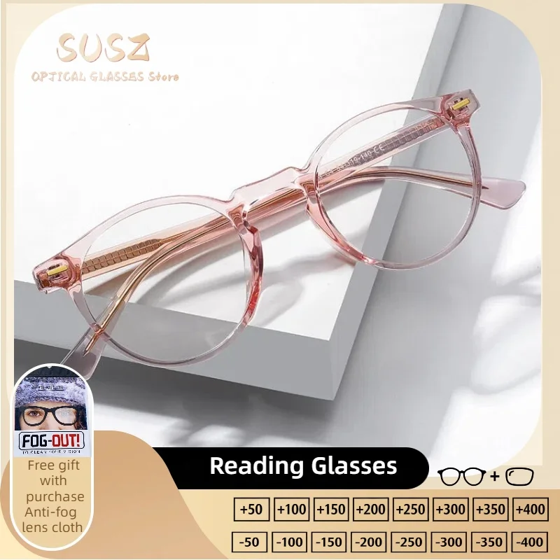 

SUSZ Everyday Wear Round Frames Progressive Multifocal Anti-Blue Light Reading Glasses Fashion Myopia Prescription Eyeware