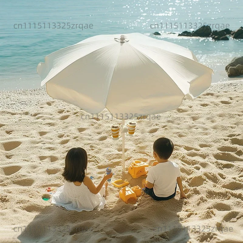 Beach Umbrella, Outdoor Sun Shade UPF 50+, Large UV Protection Sunshade for Patio Garden Camping