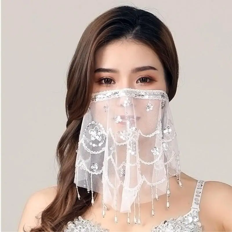 무대 프리젠테이션 테마 모션 코스프레용 장식된 탄성 페이스 커버 통기성 빠른 착용 액세서리