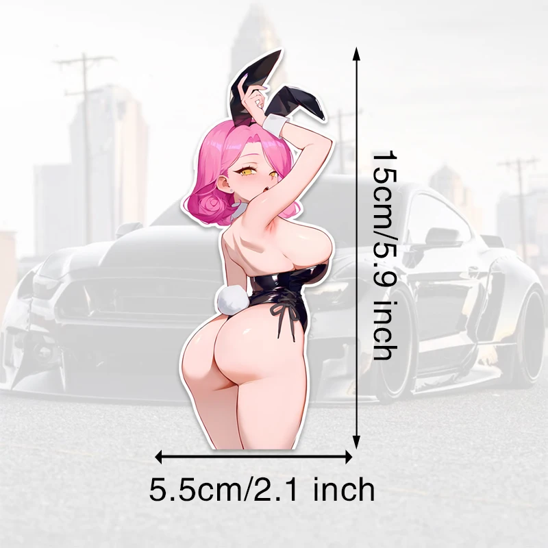 DM22# Anime Car Sticker Rabbit Ear Windows Refrigerator Trunk Laptop RV Waterproof Decals VAN Bumper Vinyl Fun Graphics Decor