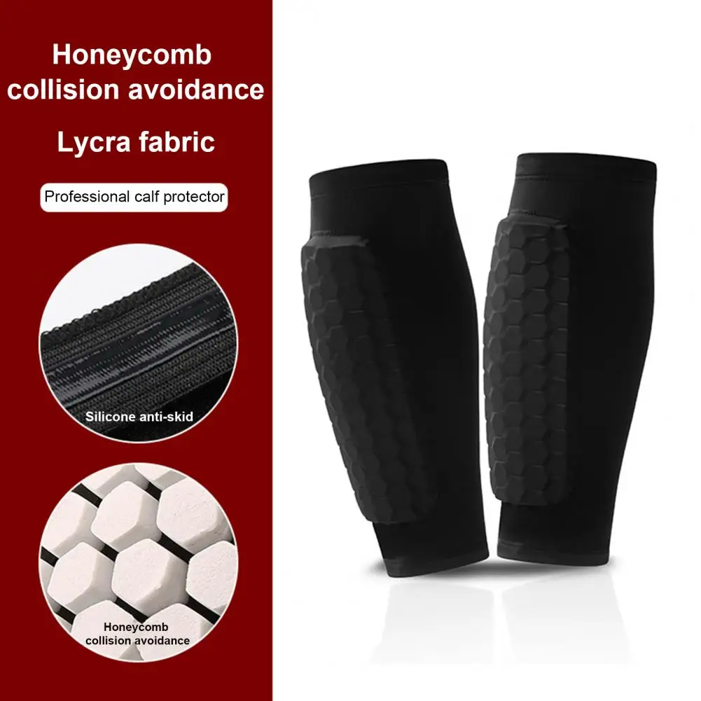 Honeycomb Pads Soccer Shin Guard Elastic Compression Shin Sleeve Impact Resistant Calf Gear Football Sports Leggings