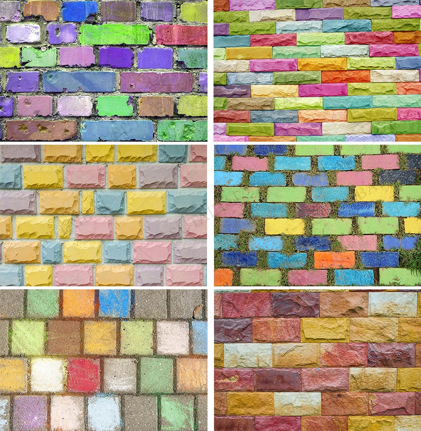 

Colorful Brick Wall Background Texture Pattern Decorate Room Family Portrait Child Happy Sweet Photography Backdrop Photo Studio