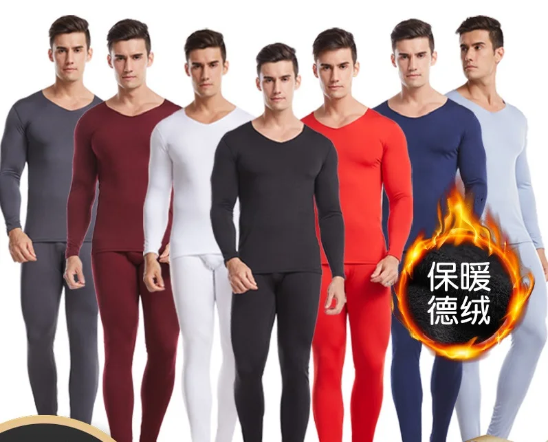 

Winter Warm Men's Non-marking Long-sleeved Thermal Underwear Suit Cationic Skin-friendly Comfortable Quick-heating Long Suit