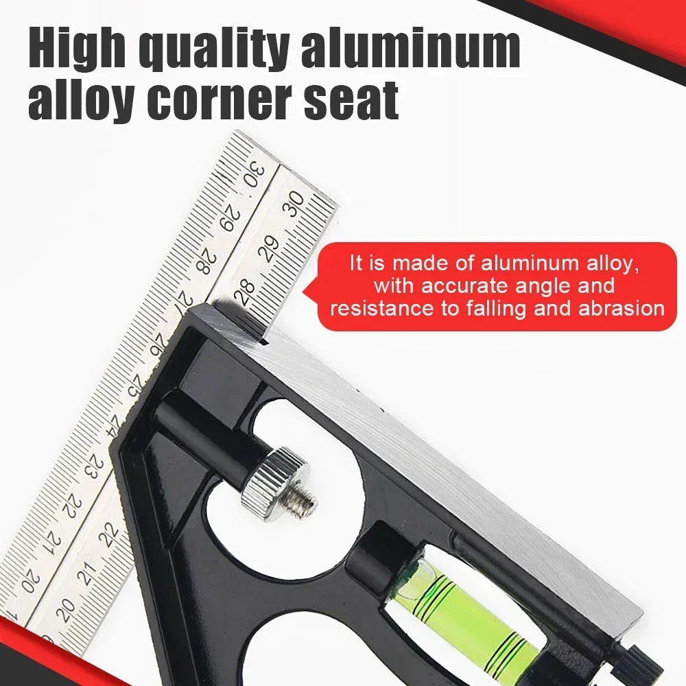 DIY Precise Stainless Steel Measuring Tools Aluminium Combination Mobile Square Workshop Hardware Angle Spirit Level 12\