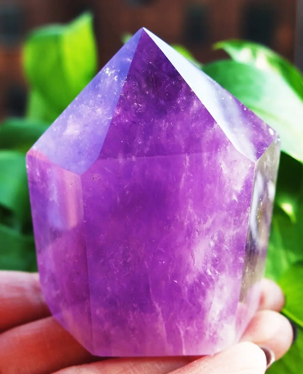 

Natural Amethyst quartz Purple Crystal Point Wand Tower Obelisk Healing