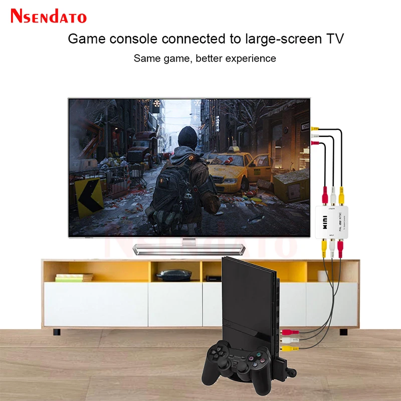 Mini konwerter systemu wideo TV PAL NTSC RCA, adapter dwukierunkowy PAL na NTSC, przełącznik PAL na NTSC do PS3 Xbox DVD — zdjęcie produktu 4
