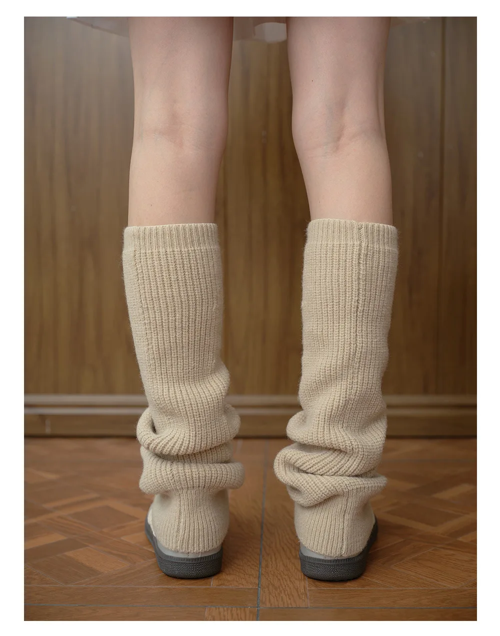 Scaldamuscoli a tubo alto in maglia solida da donna, stile designer, yoga, fitness, allenamento, calzini slouch, outfit invernale