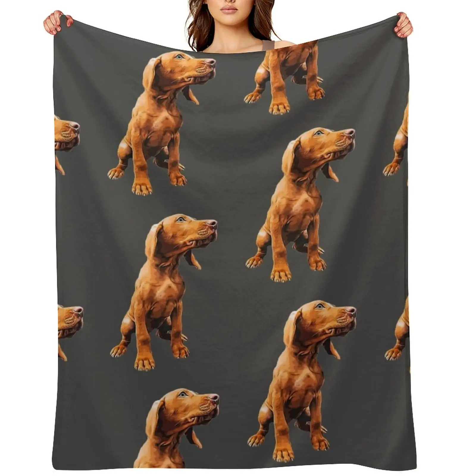 

Vizsla Puppy - The Hungarian Vizsla Throw Blanket Retros Flannel Fabric Luxury Designer blankets and throws Blankets