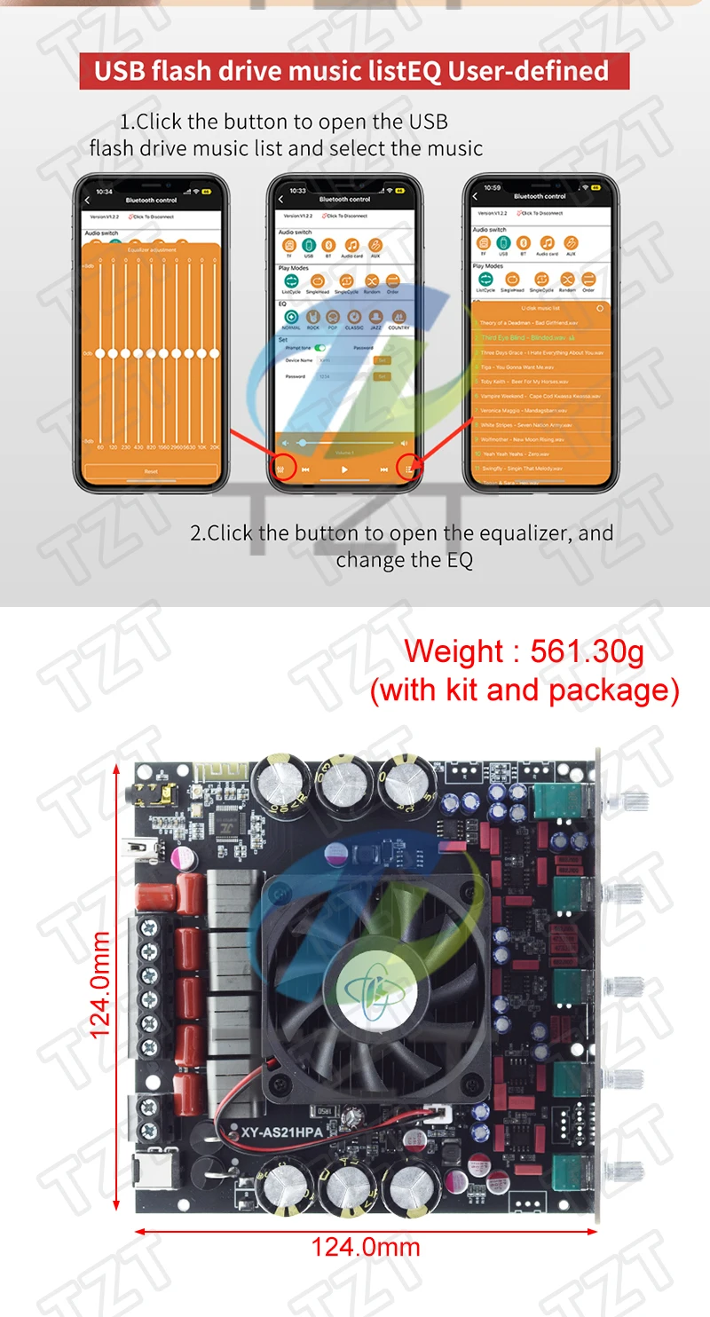 XY-AS21HPA Bluetooth High-Power Digital Verstärker Bord 2,1 Kanal Subwoofer 300 W * 2 + 600 W Dual TPA3255 Amplificador – Detail 6
