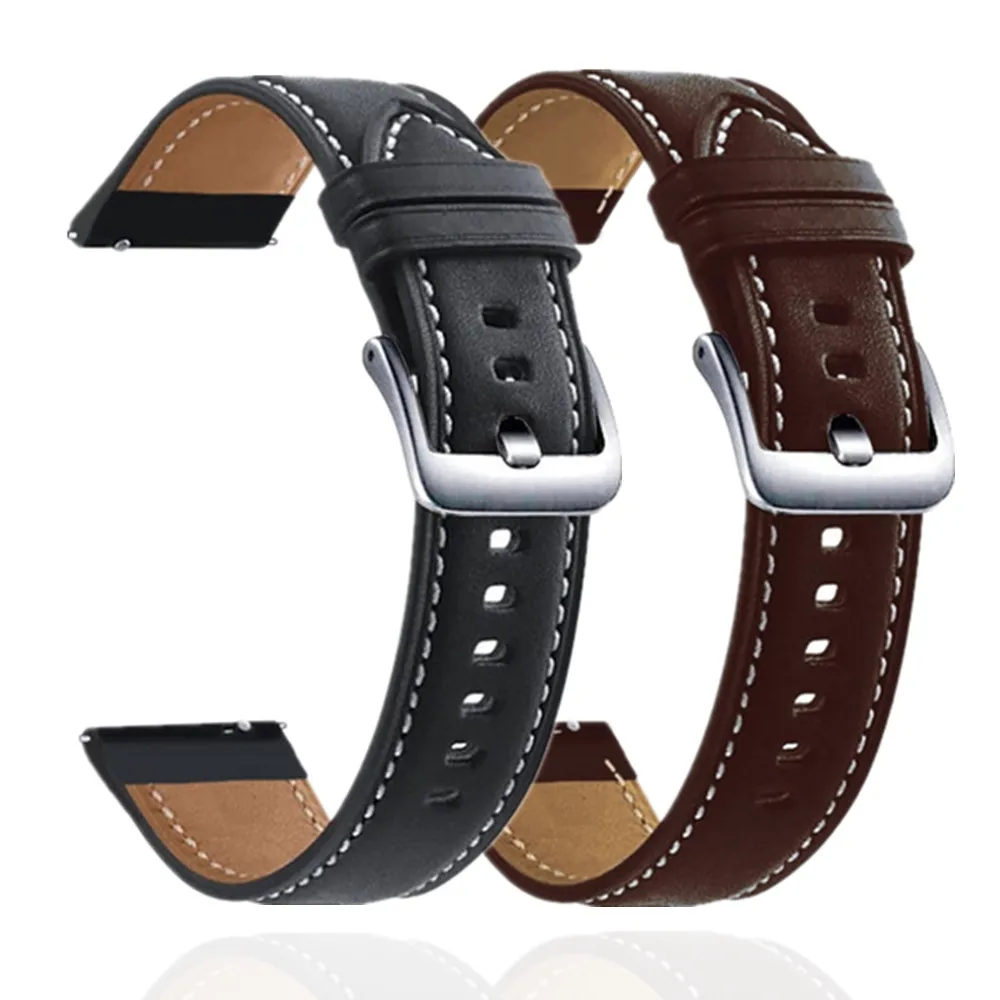 For Samsung Galaxy Watch 3 41mm 45mm Strap 22mm 20mm Genuine Leather Watchband For Huawei Watch GT 3 Pro 43mm For Amazfit 2/2S