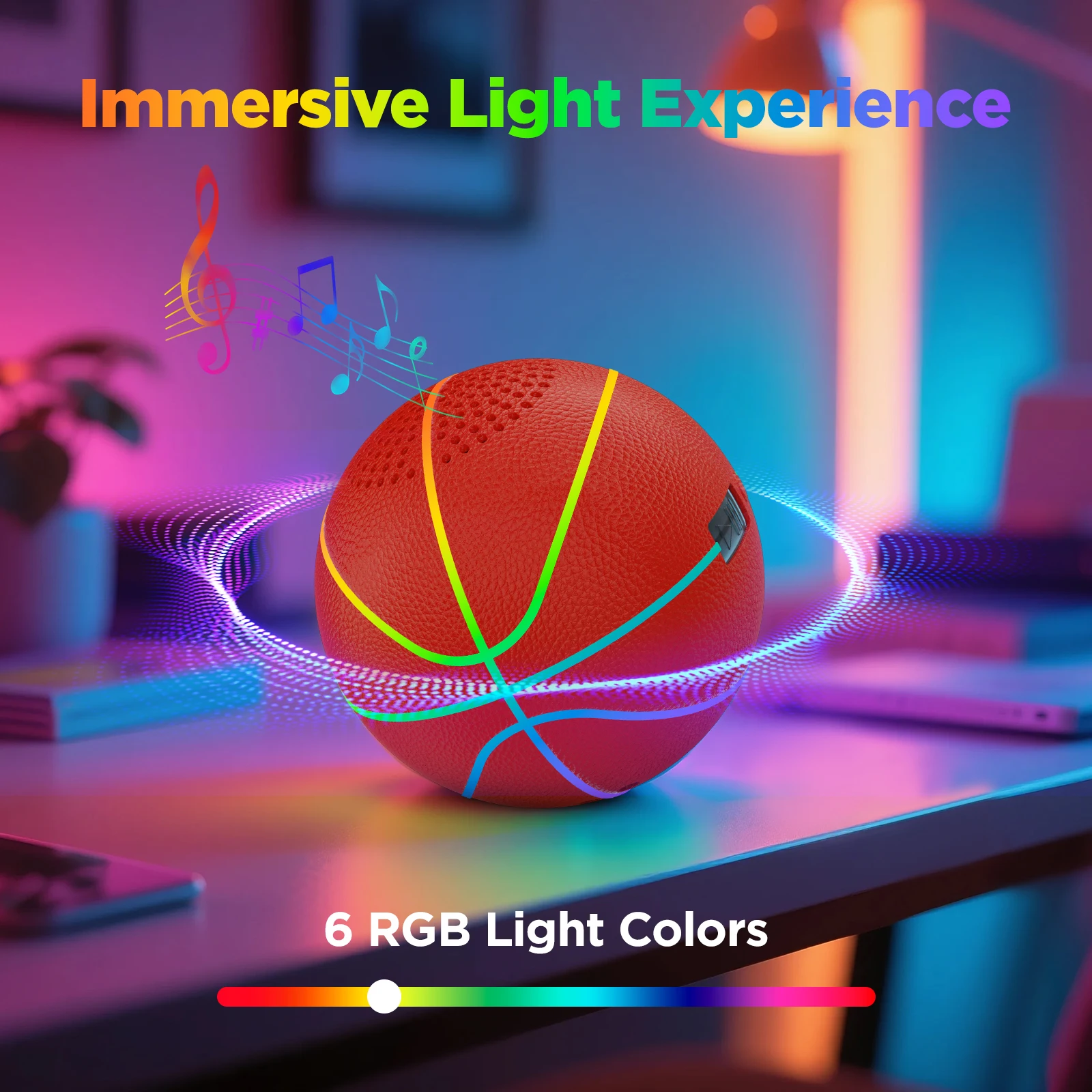 Bluetooth Speaker Blue Ball Bluetooth Speaker Glowing Blue Ball with Built-in Speaker The Perfect Gift for Basketball Fans