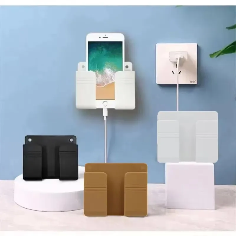 2/4/8Pcs Multifunction Mounted Smartphone Holder With Storage Box Remote Control Charging Dock Stand Organizer Bracket For Home