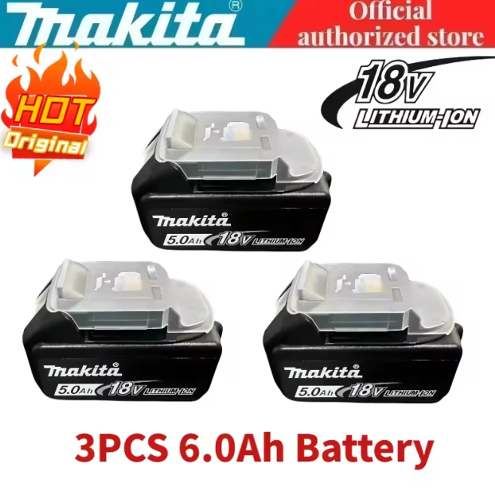 

Original Makita Battery, 6.0Ah 18V Rechargeable Battery for DHP489 DGA404 DDF487 DTD173 DAS180 HR140D Makita 18V Power Tool