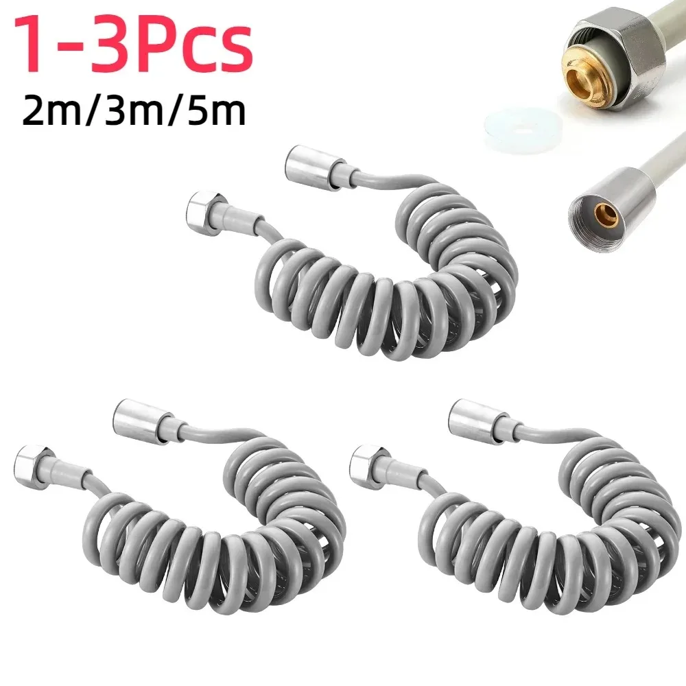 2m 3m 5m Soft Flexible Long Spring Shower Head Hose Tube Toilet Bidet Shattaff Sprayer Telephone Line Hoses Bathroom Accessories
