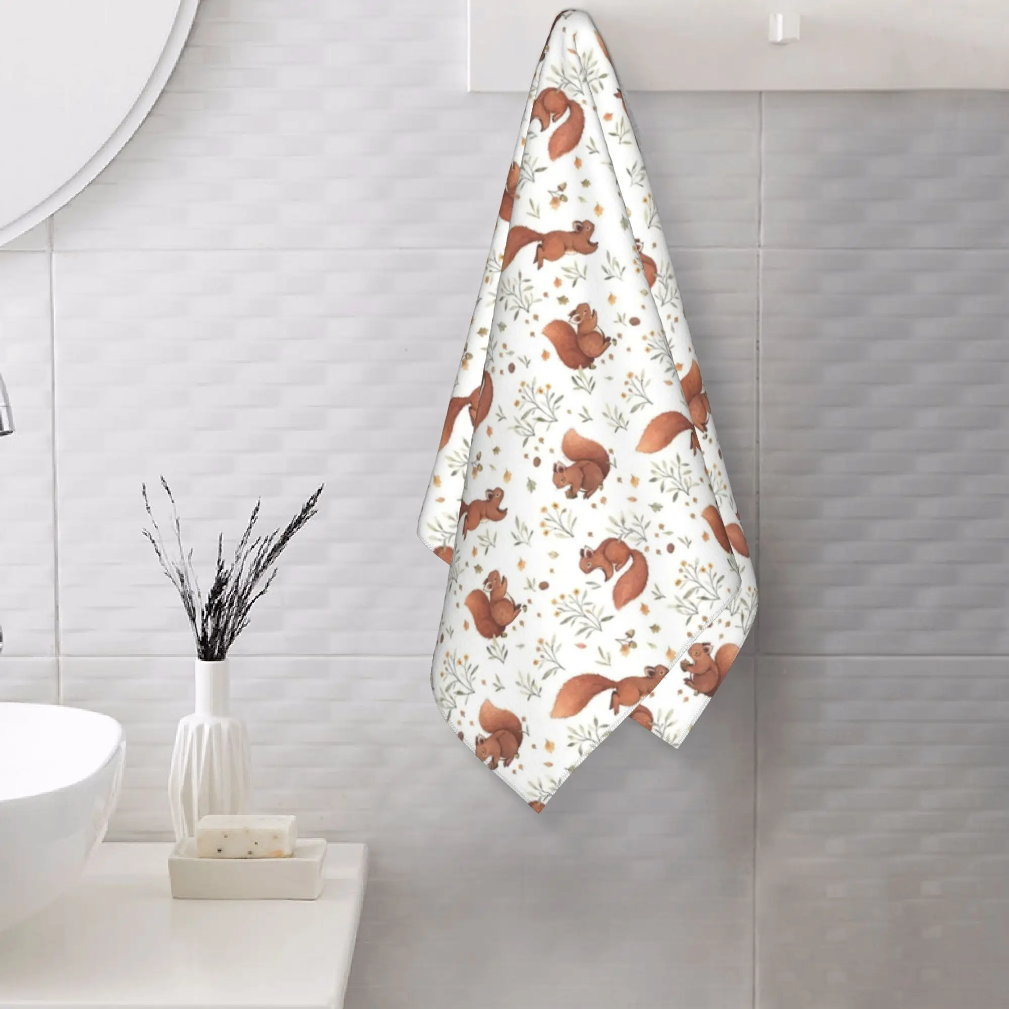 Custom cute squirrels Soft Face Towel Quick Dry Pool Bath Cotton Towels Absorbent Quick