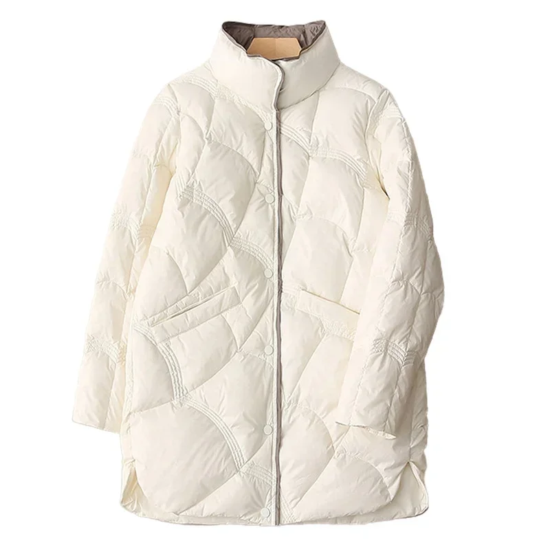 Doudoune X-Long en Duvet de Canard Blanc pour Femme, Manteau Chaud, Col Montant, Ultra observateur, Décontracté, Nouvelle Mode, Hiver, 2024