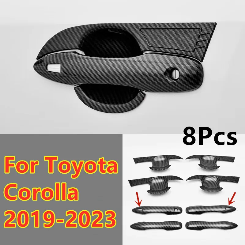 

8Pcs Carbon Fiber Car Door Handle Bowl Cover Trim For Toyota Corolla 2019-2023