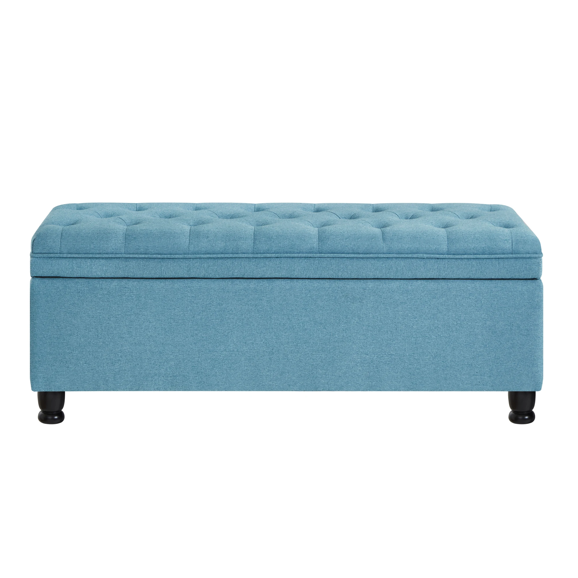 Storage Bench Upholstered Tufted Button Linen Fabric Entrance Bench Spindle Wooden Table Legs Fashions Comfortably Bed Bench