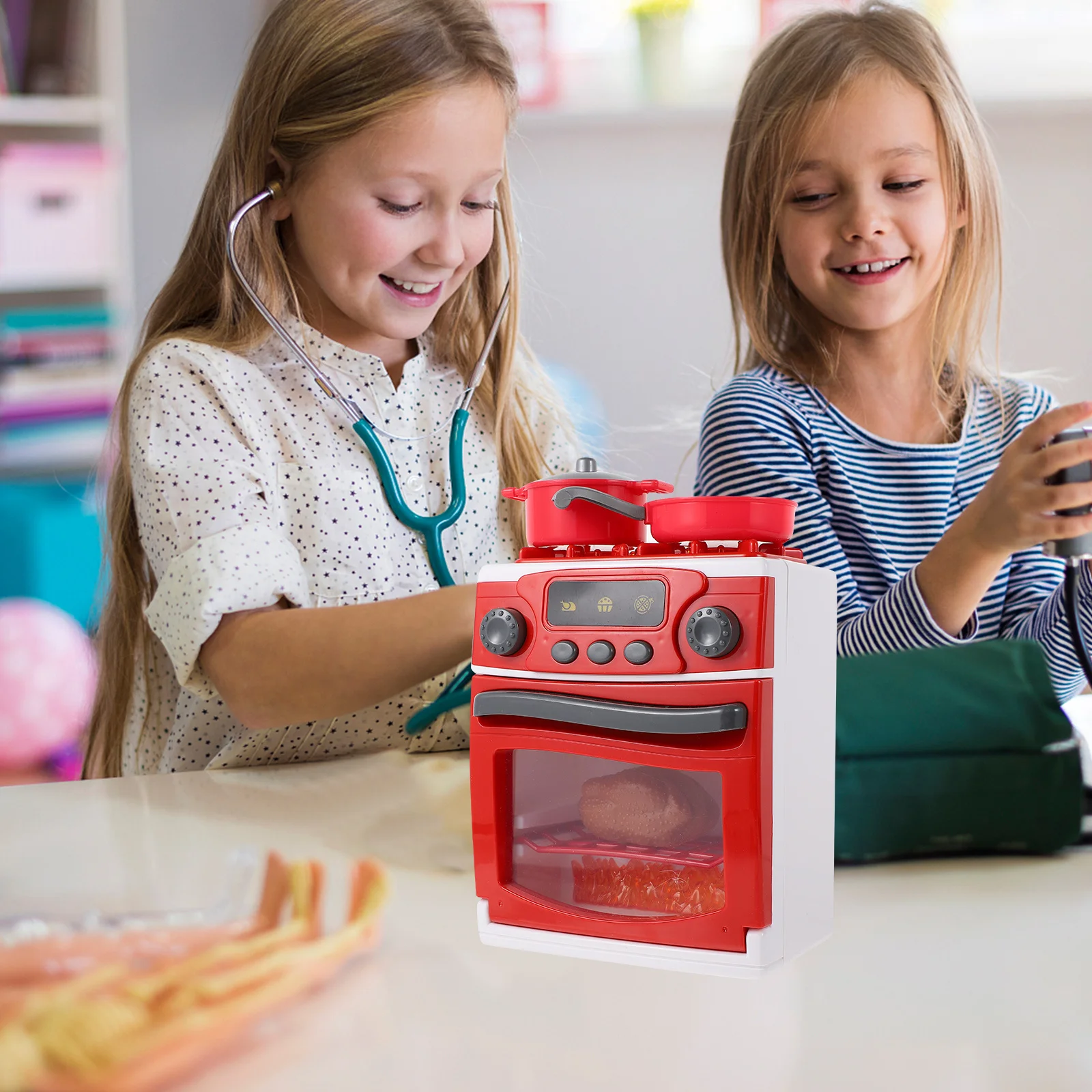 1 مجموعة محاكاة موقد المطبخ مضيئة الموسيقى الطبخ لعب الأدوار موقد تعليمي لعبة لعب الأدوار