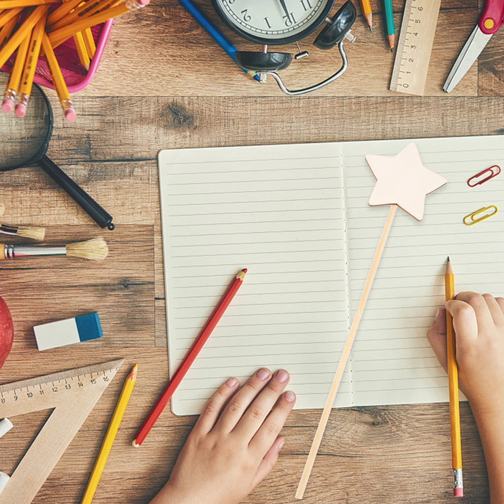 

10 Pcs Star DIY Wooden Fairy Stick Princess Craft Crown Kids Wooden Princess Wand Star Wand