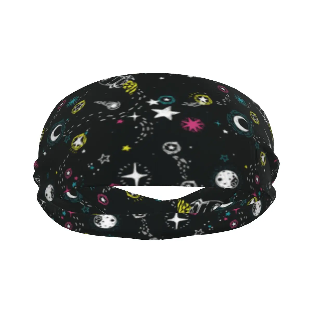 

Sports Headband Portable Hair Band Stars Rockets Comets And Planets Hair Wrap Brace Cycling Running Exercising Sweatband