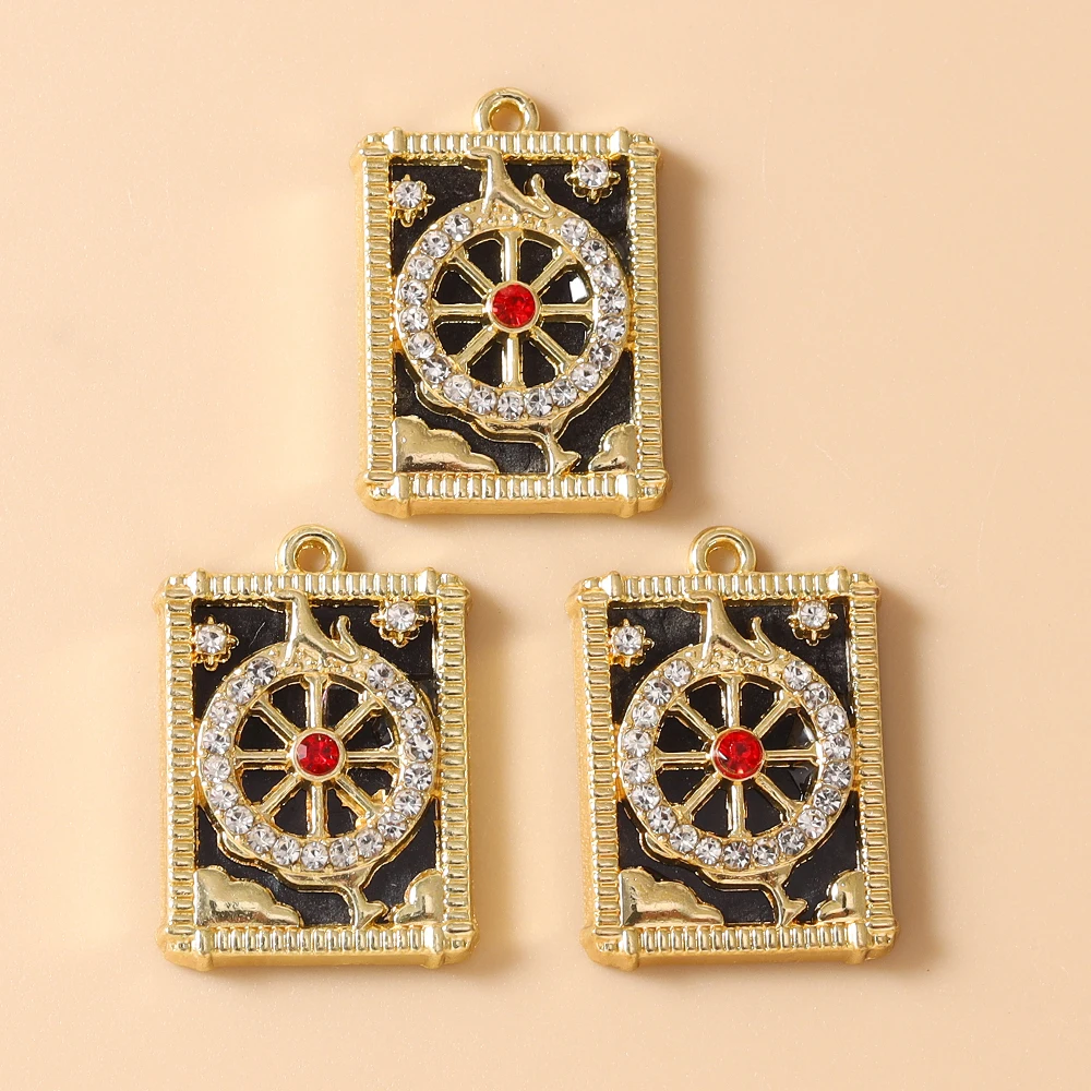Leslie 5 Stück 15*21mm Goldfarbene Tarot-Mond-Stern-Hamsa-Hand-Anhänger für DIY Fatima-Hand-Auge-Halsketten-Schmuckherstellung Zubehör – Detail 12