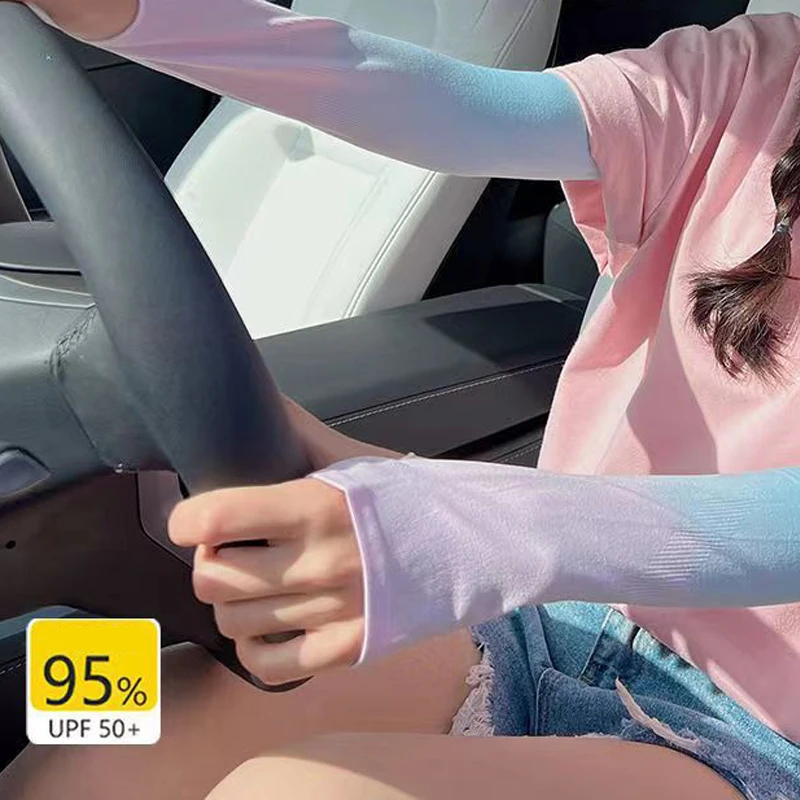 Быстросохнущие солнцезащитные нарукавники UPF50+; Дышащая ледяная ткань для бега; Длинный чехол для занятий спортом