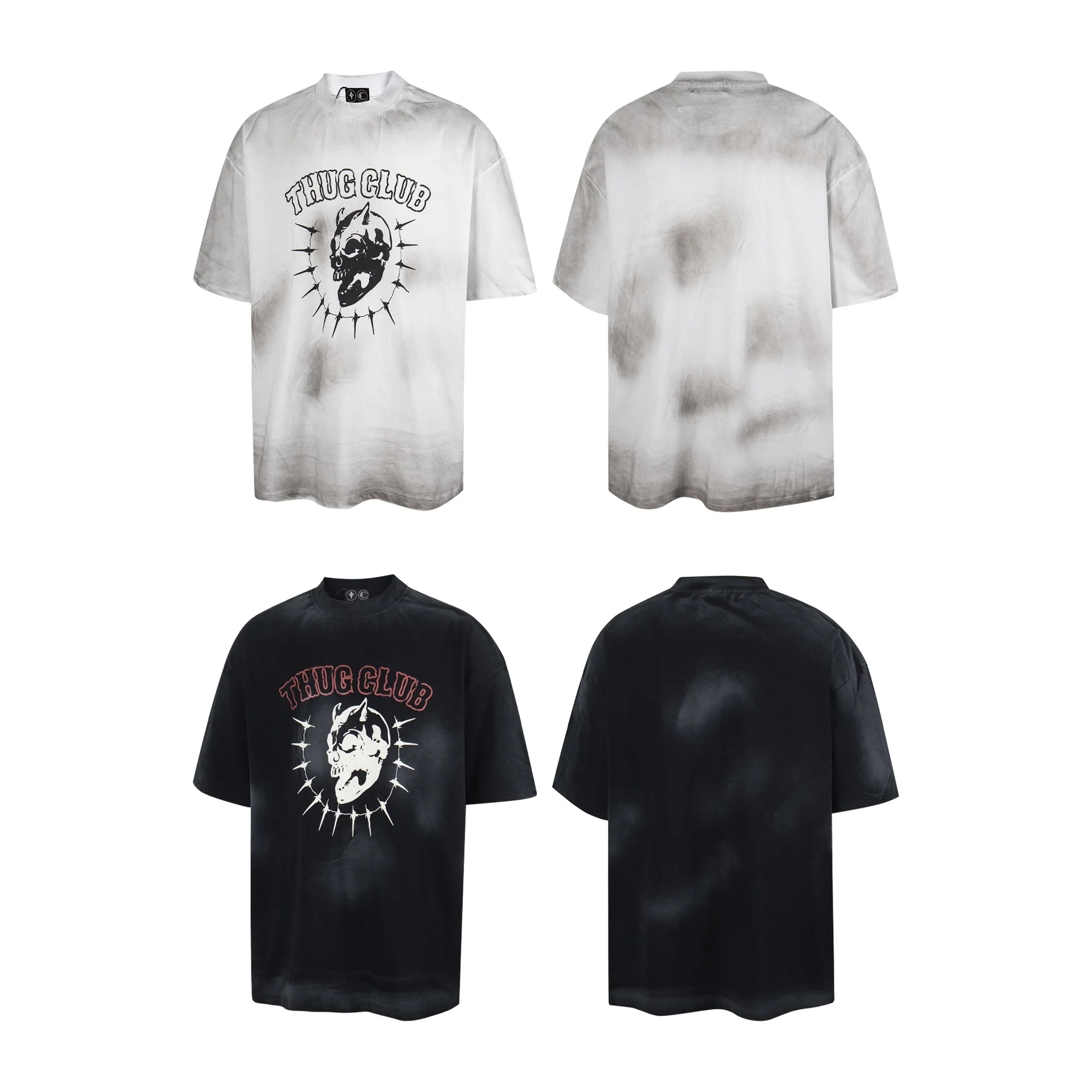 

Thug Club Stained Retro Rustic Printed Loose Fit Casual Men's and Women's Short Sleeve T-Shirt for Couples