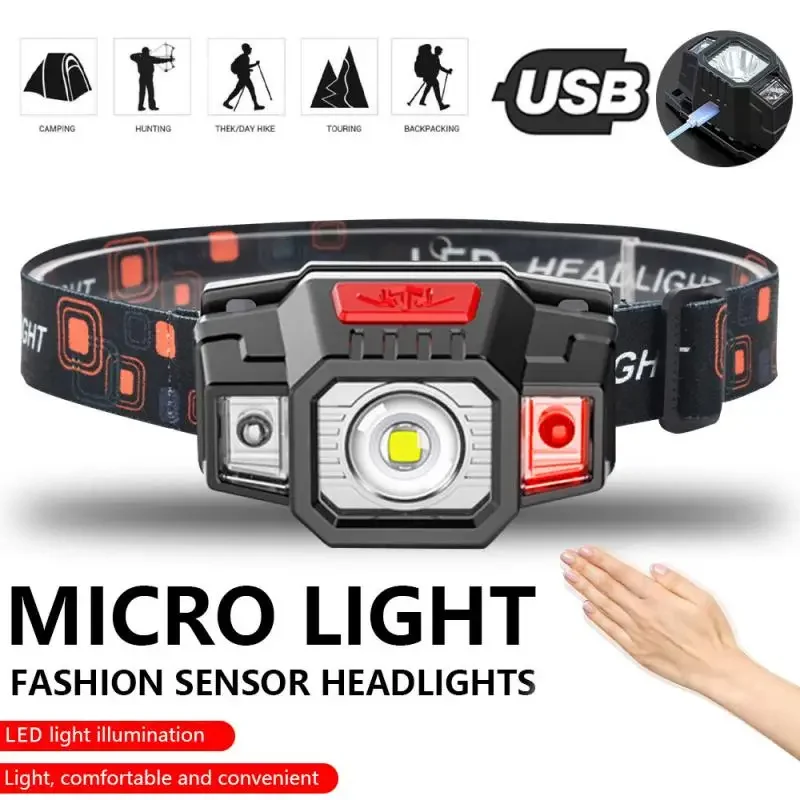 

USB Rechargeable Headlamps Induction Headlamp COB LED Head Lamp Built In Battery Flashlight Multifunction Fishing Head Torches