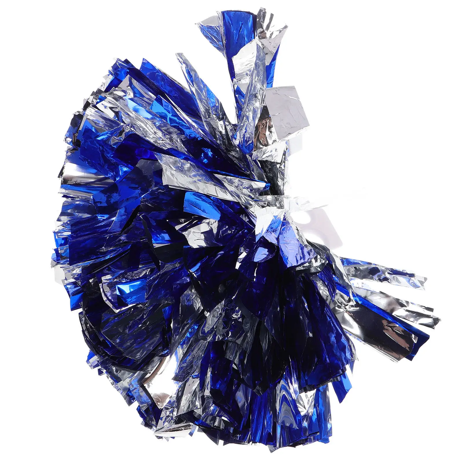 Cheer Pom Blue Silver Metallic Foil Pom Poms Vivid Colors Sports Party Dance Cheering Hand Flowers Metallic Foil Flower Ribbons